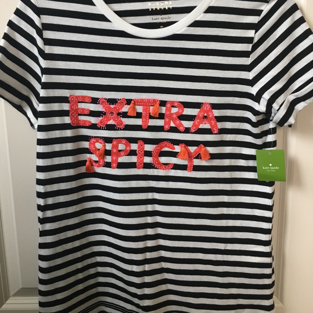 Kate Spade NWT black and white striped shirt.